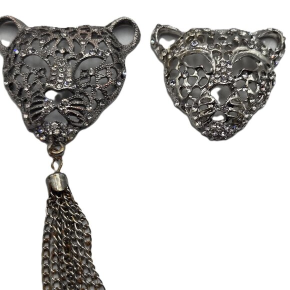 Source Unknown Jewelry - 2 Leopard Cheetah Wild Cat Shinny Silver-Tone Metal Pendants